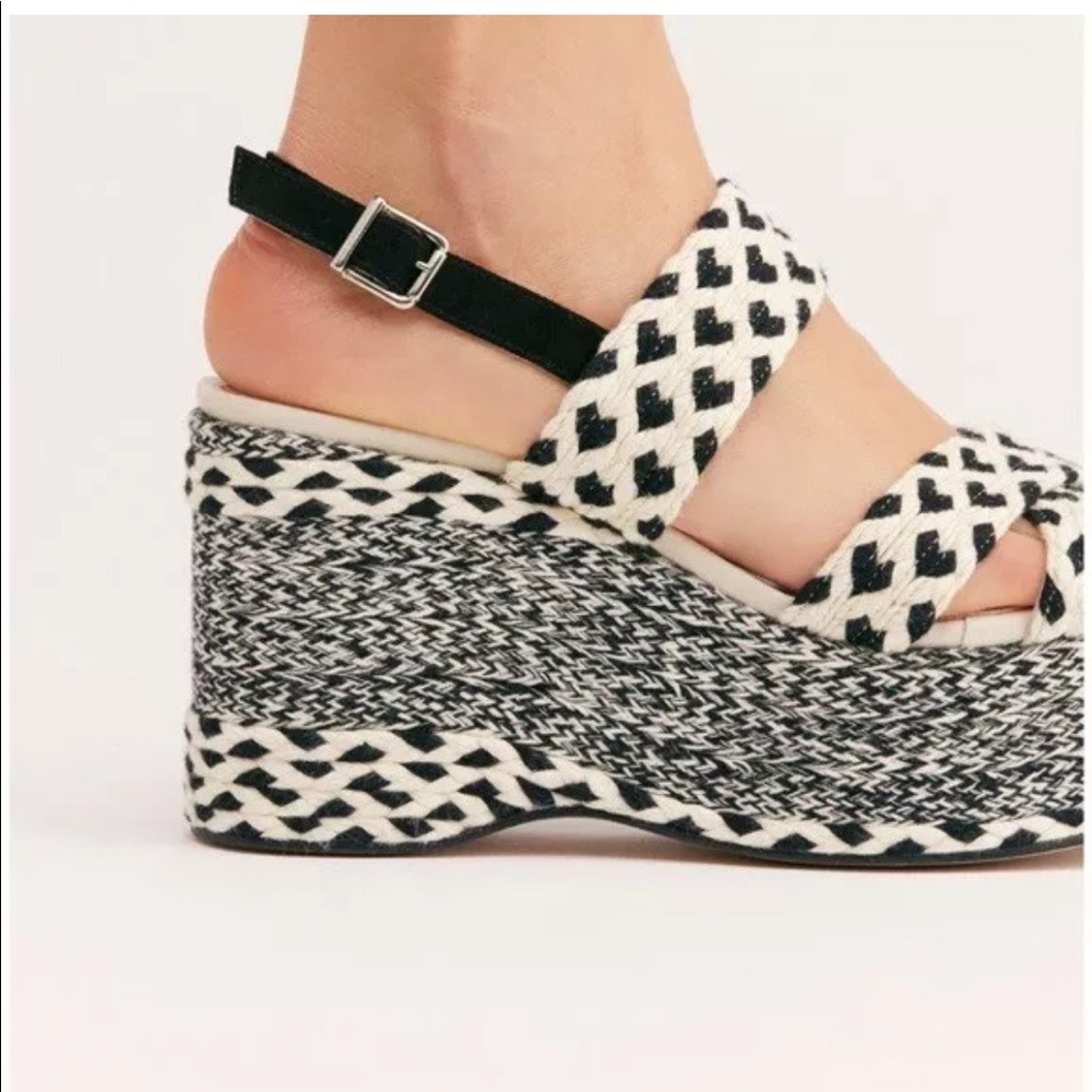 Free People Dolce Platform Wedge Sandals Woven